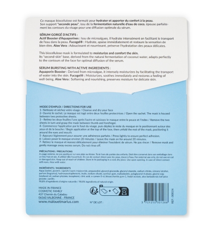 Cure de 5 Masques Bio-Cellulose / Hydrate, Nourrit et Adoucit