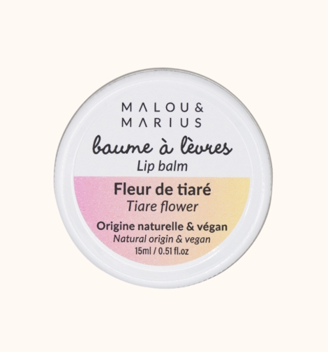 Notre baume à lèvres est 100 % d'origine naturelle et végane. Parfum naturel fleur de Tiaré.