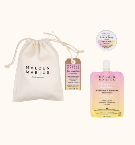 Duo crèmes mains et baume lèvres / 100% naturels / parfum tiaré