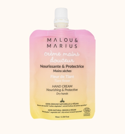 Crème mains / 100% naturel / protectrice nourrissante / fleur tiaré