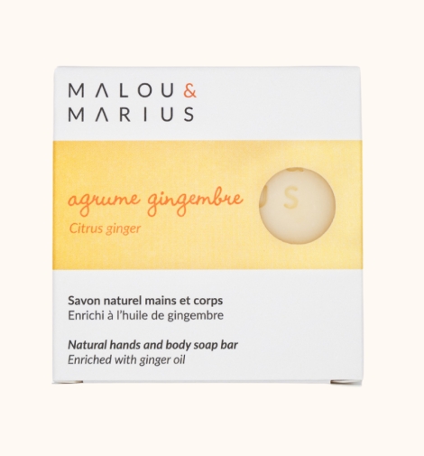 Savon naturel corps et mains parfum agrume gingembre