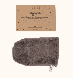 Gant démaquillant à l'eau uniquement / lavable réutilisable / taupe