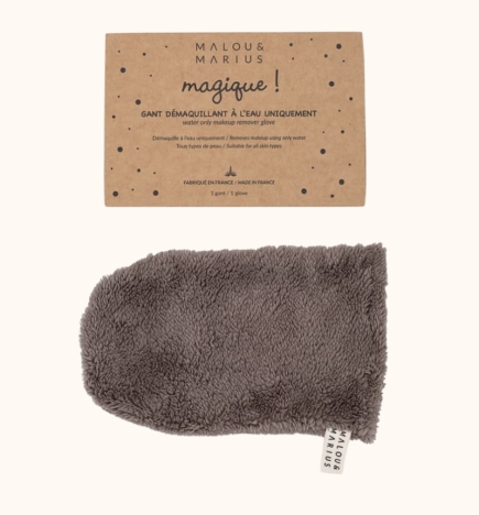 Gant démaquillant à l'eau uniquement / lavable réutilisable / taupe