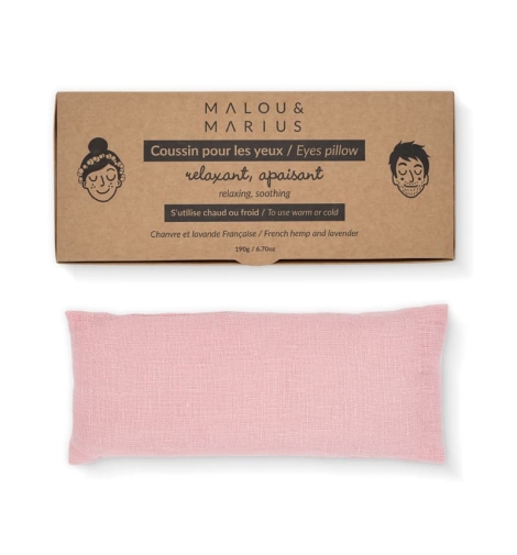Coussin lesté pour les yeux / garni chanvre-lavande / rose clair