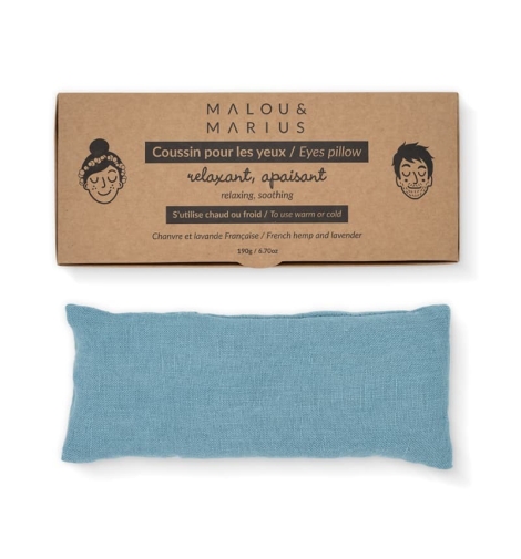 Coussin lesté pour apaiser et soulager / garni chanvre lavande / bleu
