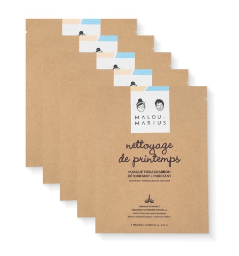 Cure 5 masques visage tissu / détoxifiant et purifiant made in France