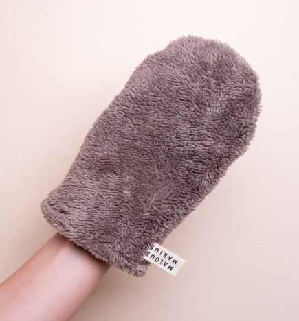 Gant démaquillant à l'eau uniquement / lavable réutilisable / taupe