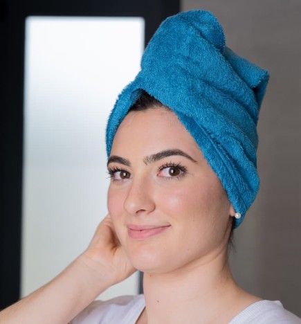 SERVIETTE CHEVEUX SUPER ABSORBANTE BLEU CANARD