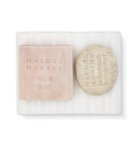 Porte savon double blanc en céramique