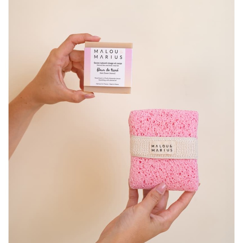 BODY SPONGE AND TIARE FLOWER SOAP DUO